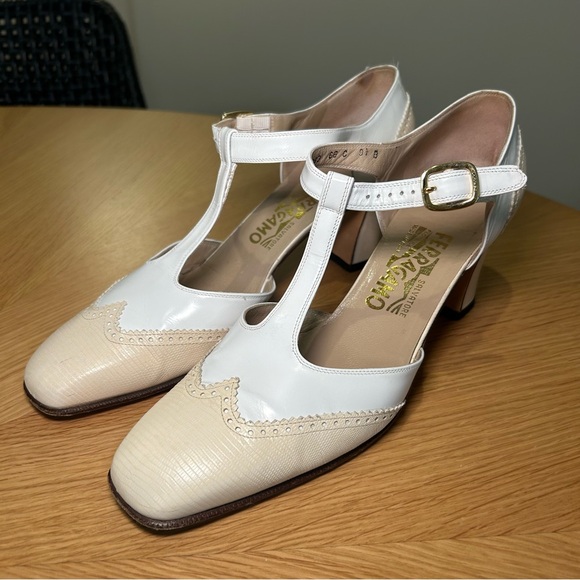 Salvatore Ferragamo Leather T-Strap Heels - Picture 1 of 7